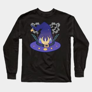 Magical Moon Witch Hat Long Sleeve T-Shirt